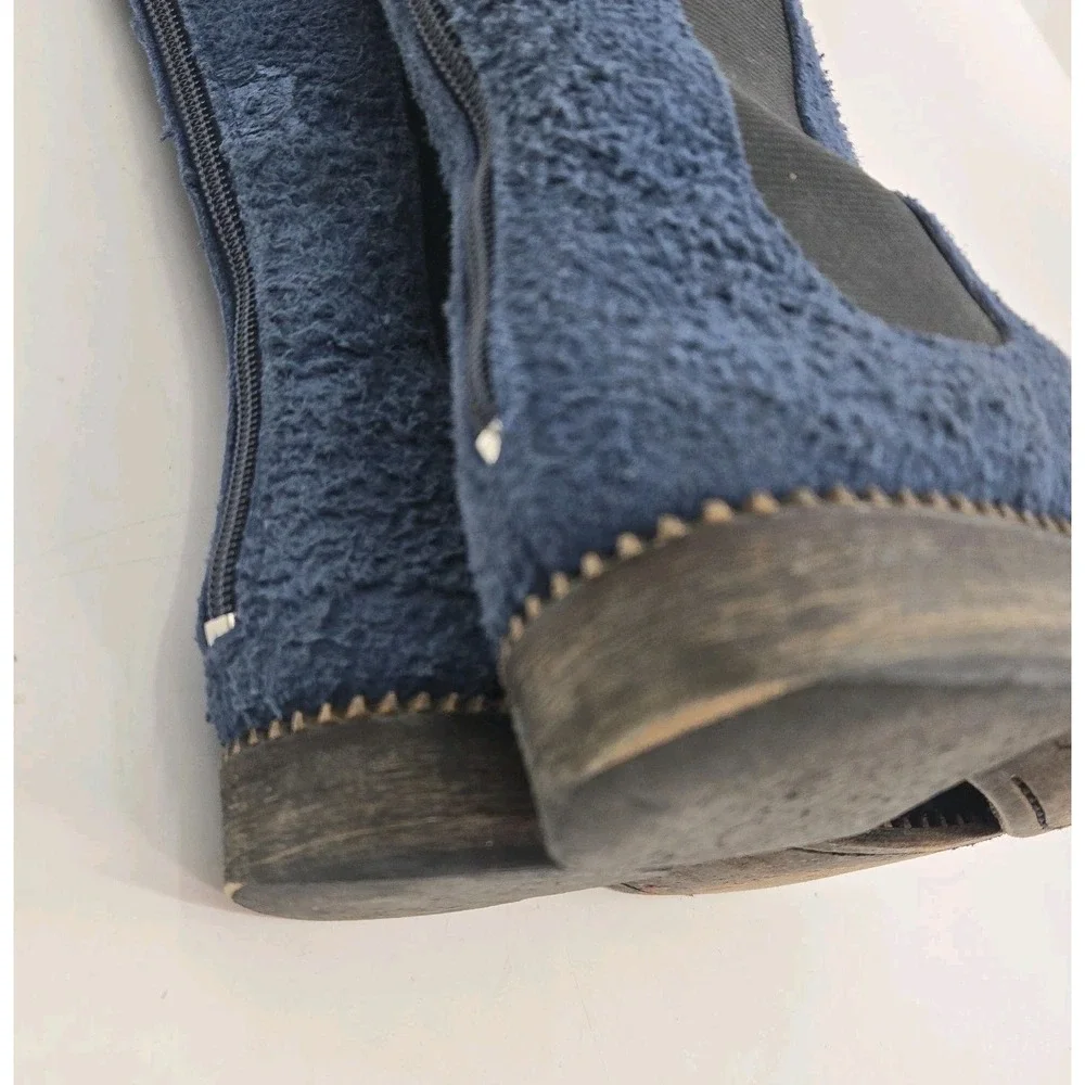 Free People Callow Tall Boot Blue Distressed Blue Suede‎ Sz 38 EU 7 US Back Zip